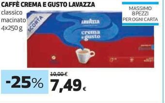 Coop CAFFÈ CREMA E GUSTO LAVAZZA classico macinato 4x250 g offerta