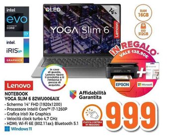 Expert Lenovo NOTEBOOK YOGA SLIM 6 82WU006AIX offerta