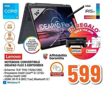 Expert LENOVO NOTEBOOK CONVERTIBILE IDEAPAD FLEX 5 82R700B9IX offerta