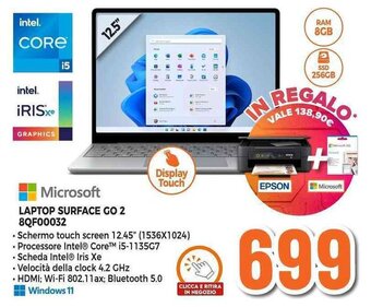 Expert Microsoft LAPTOP SURFACE GO 2 8QF00032 offerta