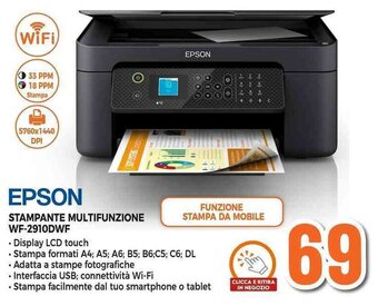 Expert EPSON STAMPANTE MULTIFUNZIONE WF-2910DWF offerta