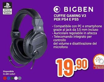 Expert BIGBEN CUFFIE GAMING V3 PER PS4 E PS5 offerta
