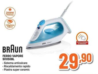 Expert BRAUN FERRO VAPORE SI1050BL offerta