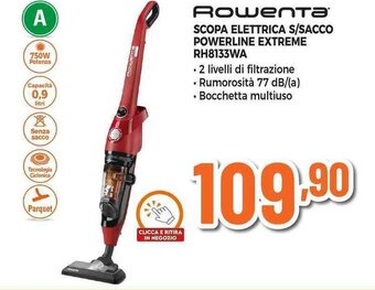 Expert Rowenta SCOPA ELETTRICA S/SACCO POWERLINE EXTREME RH8133WA offerta
