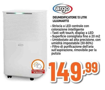 Expert ARGO DEUMIDIFICATORE 13 LITRI LILIUMART13 offerta