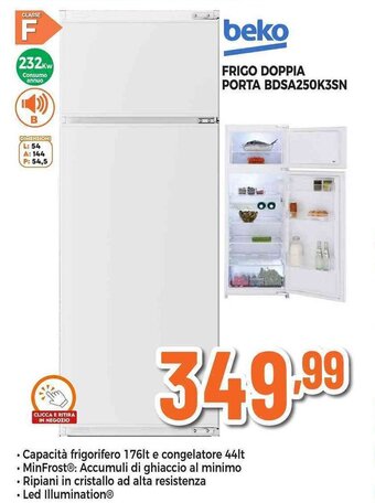 Expert beko FRIGO DOPPIA PORTA BDSA250K3SN offerta