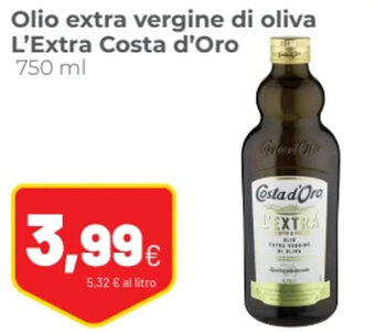 Coop Olio extra vergine di oliva L'Extra Costa d'Oro 750 ml offerta