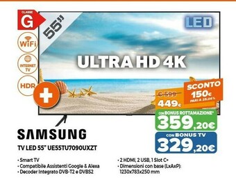 Expert Samsung UE55TU7090 139,7 Cm (55") 4K Ultra HD Smart TV Wi-Fi Nero offerta