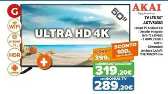 Expert Akai AKTV503 TV 127 Cm (50") XGA Smart TV Wi-Fi Nero offerta