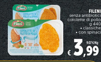 Deco Supermercati FILENI senza antibiotici cotolette di pollo g 440 offerta