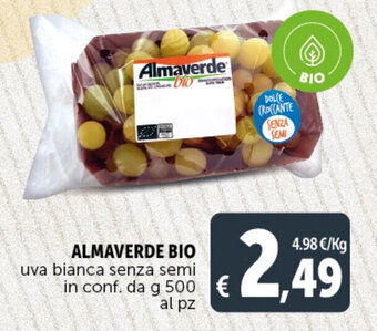 Deco Supermercati ALMAVERDE BIO uva bianca senza semi in conf. da g 500 offerta