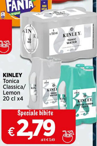 Coop KINLEY Tonica Classica/ Lemon 20 cl x4 offerta