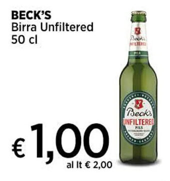 Coop BECK'S Birra Unfiltered 50 cl offerta
