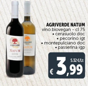 Deco Supermercati AGRIVERDE NATUM vino biovegan - cl 75 offerta