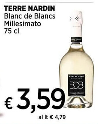 Coop TERRE NARDIN Blanc de Blancs Millesimato 75 cl offerta