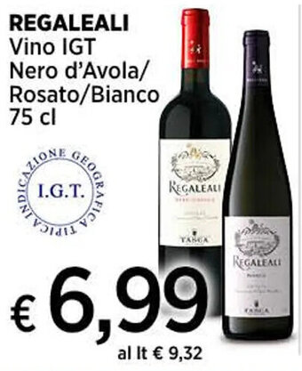 Coop REGALEALI Vino IGT Nero d'Avola/ Rosato/Bianco 75 cl offerta