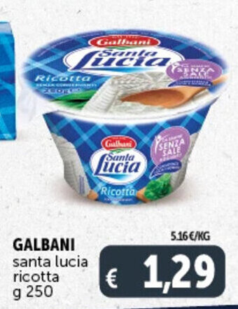 Deco Supermercati GALBANI santa lucia ricotta g 250 offerta