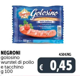 Deco Supermercati NEGRONI golosino wurstel di pollo e tacchino g 100 offerta