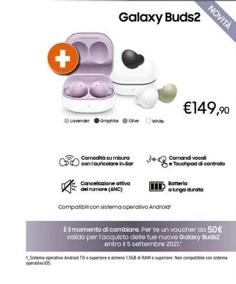 Expert Samsung Galaxy Buds2 Auricolari Bluetooth White Batteria 472 MAh offerta