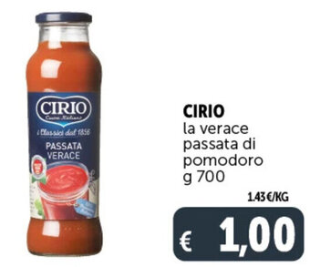 Deco Supermercati CIRIO la verace passata di pomodoro g 700 offerta