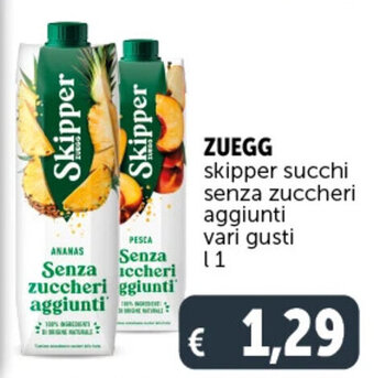 Deco Supermercati ZUEGG skipper succhi senza zuccheri aggiunti vari gusti l 1 offerta