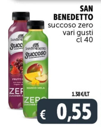 Deco Supermercati SAN BENEDETTO succoso zero vari gusti cl 40 offerta