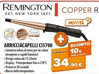 Expert Remington CI5700 Ferro Arricciacapelli Caldo Nero, Rame 3 M offerta