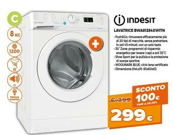 Expert Indesit BWA 81284X W IT N Lavatrice Libera Installazione Caricamento Frontale 8 Kg 1200 Giri/min C Bianco offerta