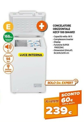 Expert Zoppas Congelatore Orizzontale HZCF-100 SH4WE1 offerta