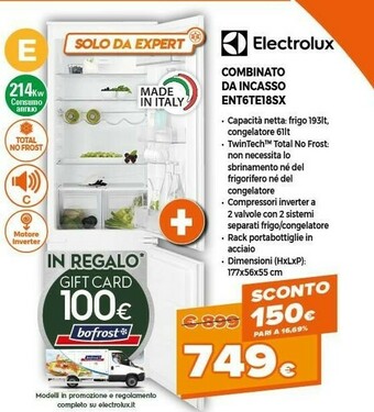 Expert Electrolux Combinato Da Incasso ENT6TE18SX offerta