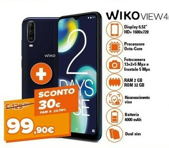 Expert Wiko View4 Lite 16,6 Cm (6.52") 2 GB 32 GB Doppia SIM 4G Micro-USB Blu Android 10.0 4000 MAh offerta