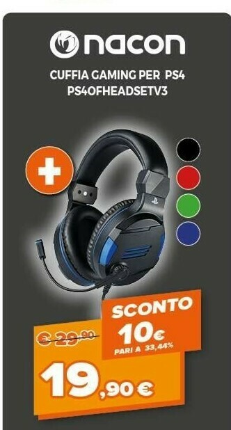 Expert Bigben Interactive PS4OFHEADSETV3 Cuffia E Auricolare Padiglione Auricolare Nero, Blu offerta