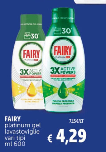 Deco Supermercati FAIRY platinum gel lavastoviglie vari tipi ml 600 offerta