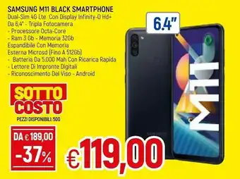 Famila Samsung M11 Black Smartphone offerta