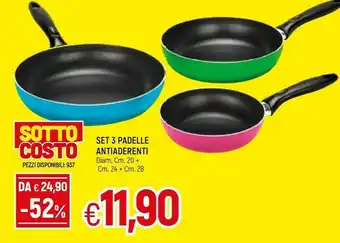 Famila Antiaderenti Set 3 Padelle 20 Cm 24 Cm 28 Cm offerta