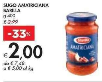 Bennet SUGO AMATRICIANA BARILLA g 400 offerta