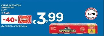 Bennet CARNE IN SCATOLA SIMMENTHAL g 280 offerta