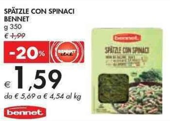 SPÄTZLE CON SPINACI BENNET g 350