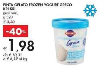 Bennet PINTA GELATO FROZEN YOGURT GRECO KRI KRI g 320 offerta