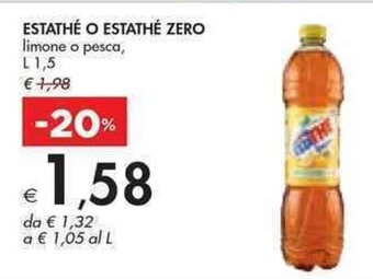 Bennet ESTATHÉ O ESTATHÉ ZERO limone o pesca, L1,5 offerta