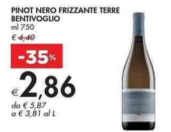 Bennet PINOT NERO FRIZZANTE TERRE BENTIVOGLIO ml 750 offerta