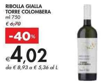 Bennet RIBOLLA GIALLA TORRE COLOMBERA ml 750 offerta