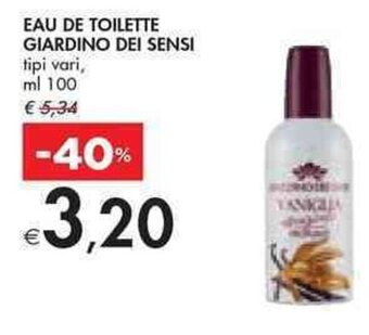 Bennet EAU DE TOILETTE GIARDINO DEI SENSI tipi vari, ml 100 offerta