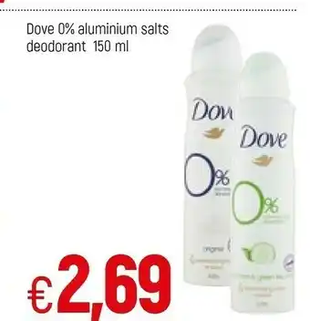 Famila Dove 0% Aluminium Salts Deodorant 150 Ml offerta