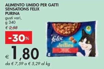 Bennet ALIMENTO UMIDO PER GATTI SENSATIONS FELIX PURINA gusti vari, g 340 offerta