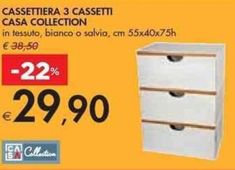 Bennet CASSETTIERA 3 CASSETTI c CASA COLLECTION m 55x40x75h offerta