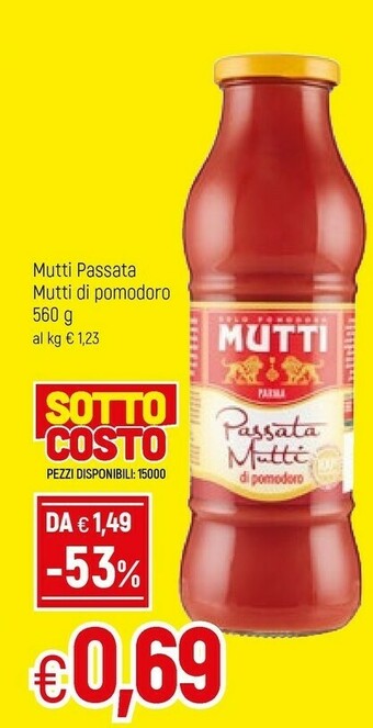 Famila Mutti Passata Di Pomodoro Al Basilico 560 G(ml) offerta