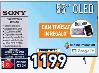 Unieuro SONY SMART TV OLED XR55A75K offerta