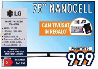 Unieuro LG SMART TV NANOCELL 75NAN0766 offerta