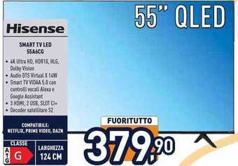 Unieuro Hisense SMART TV LED 55A6CG offerta